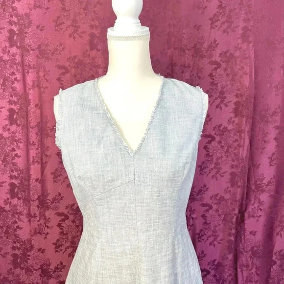 Rebecca Taylor Slub Suiting Dress Grey Tweed A Line Dress Women's Size 8 - Picture 4 of 10